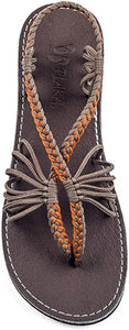 Boho Orange Handwoven Braided Flat Sandals