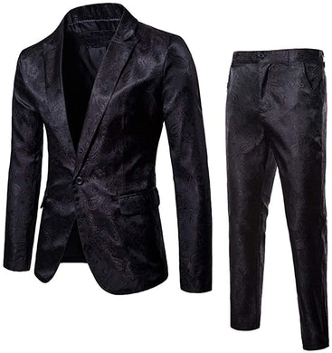 Paisley Black Single Breasted Men's Dress Suit