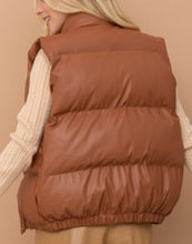 Load image into Gallery viewer, High Neck Ivory Vegan Leather Puffer Jacket Vest