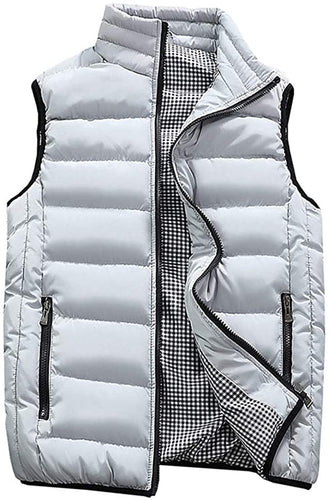 Men's White Sleeveless Puffer Vest Coat