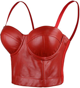 Red Faux Leather Sweetheart Corset Crop Top