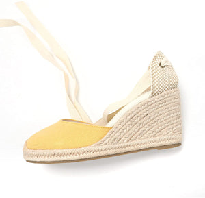 Espadrilles Platform Wedges Yellow Closed Toe Classic Summer Sandals