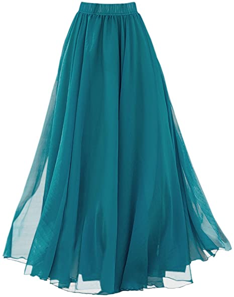 Teal chiffon maxi skirt on sale