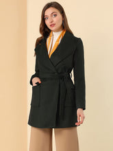 Load image into Gallery viewer, Wrap Shawl Collar Black Belted Women&#39;s Blazer