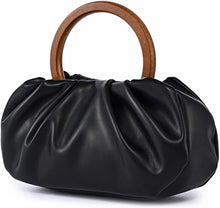 Load image into Gallery viewer, Trendy Ruched Black Cloud Dumpling Clutch Purse
