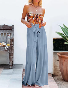 Beautiful Sage Green Bohemian Palazzo Wide Leg Pants