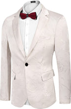 Load image into Gallery viewer, Luxury Silver Beige Floral Single Breasted Tuxedo Men&#39;s Blazer
