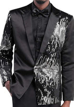 Load image into Gallery viewer, Men&#39;s Black/Silver Sequin Stylish Blazer Suit Jacket