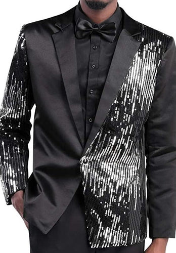 Men's Black/Silver Sequin Stylish Blazer Suit Jacket