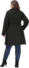 Load image into Gallery viewer, Plus Size Black Double Breasted Mid-Long Trench Coat