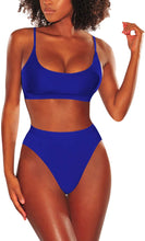 Load image into Gallery viewer, Push Up Straps 2 Piece Scoop Neck Swimsuit