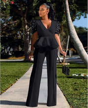 Load image into Gallery viewer, Ruffled Peplum Black Elegant Two Piece Jumpsuit