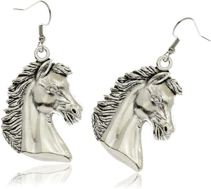 Vintage Horse Silver Dangle Drop Western Earrings