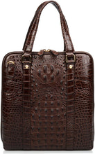 Load image into Gallery viewer, Men&#39;s Coffee Crocodile Embossed Genuine Leather Briefcase