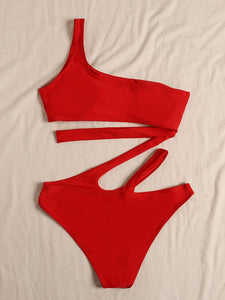Letties One Shoulder Cut Out Swimsuit
