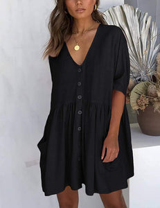 Black Casual Lightweight Mini Dress