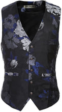 Load image into Gallery viewer, Men&#39;s Black Floral w/Blue Accent Long Sleeve 3pc Suit