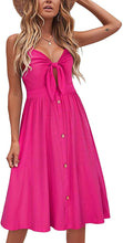 Load image into Gallery viewer, Tie Front Rose Spaghetti Strap Summer Dress