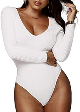 Load image into Gallery viewer, Soft Scoop Neck White Long Sleeve One Piece Bodysuit