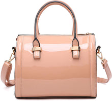 Load image into Gallery viewer, Shiny Pink Patent Barrel Top Shoulder Bag