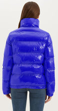 Load image into Gallery viewer, Quilted Blue Shiny Padded Women&#39;s Puffer Jacket