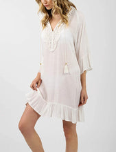 Load image into Gallery viewer, White Ruffled Casual Lace Cover Up