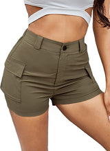 Load image into Gallery viewer, Army Green High Waist Cargo Shorts