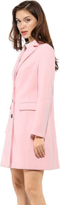 Beautiful Lapel Pink Single Breasted Winter Trench Coat