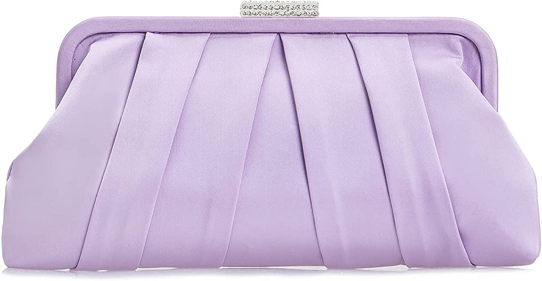 Special Occasion Satin Pleated Lavender Evening Bag