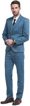 Load image into Gallery viewer, Modern Blue Plaid 3 Pieces Tuxedo Men&#39;s Suit
