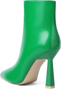 Goddess Green Pointed Toe Ankle Stiletto High Heeled Booties