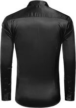 Load image into Gallery viewer, Stylish Paisley Black Jacquard Silk Long Sleeve Men&#39;s Shirt