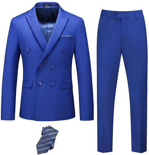 Miami Style Blue Double Breasted 2 Piece Men's Suit