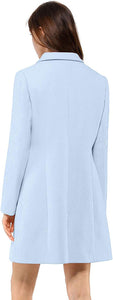Women's Light Blue Single Breasted Outwear Winter Coat