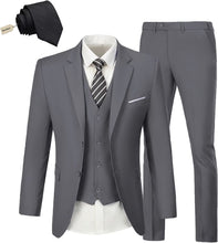 Load image into Gallery viewer, Men&#39;s Dark Grey Single Breasted 3pc Formal Dress Suit