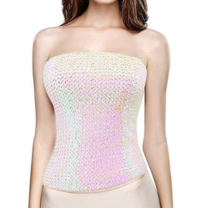 Silver Sequin Strapless Tube Top