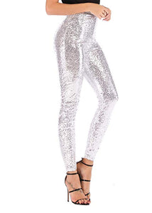 Plus Size Silver Sequin Sparkle Leggings