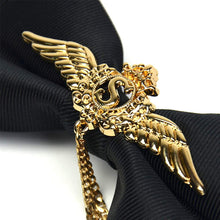 Load image into Gallery viewer, Men&#39;s Black Adjustable Metal Golden Wings Chained Bowtie