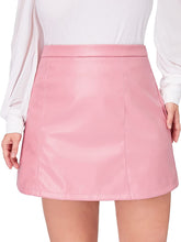 Load image into Gallery viewer, Plus Size Pink Faux Leather Mini Skirt