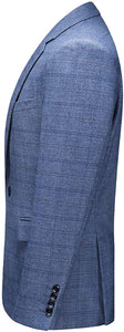 Men's Light Blue Plaid Tweed Slim Fit One Button Suit