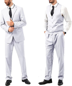 Men's White Single Breasted 3pc Formal Dress Suit