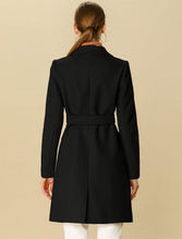 Load image into Gallery viewer, Outerwear Black Notch Lapel Double Breasted Belted Long Winter Coat