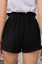 Load image into Gallery viewer, Summer Black Linen Elastic Waist Casual Shorts