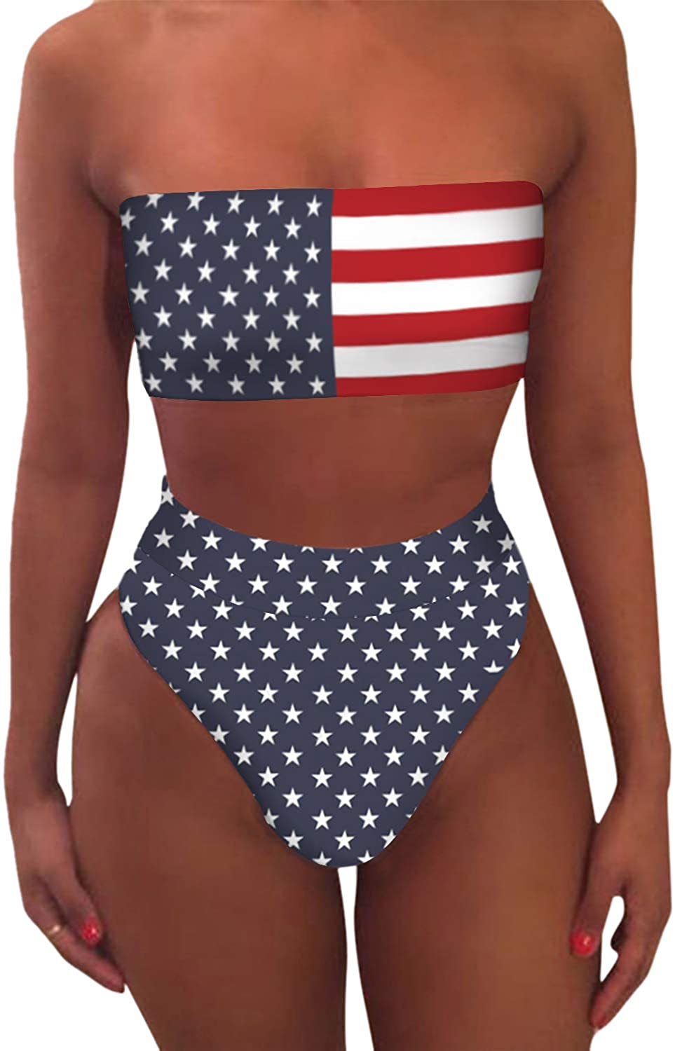 Cheeky High Waist American Flag Two Piece Bathing Suit