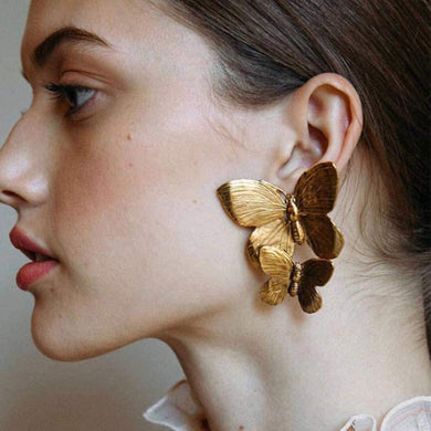 Bohemian Big Butterfly Dainty Gold Drop Earrings