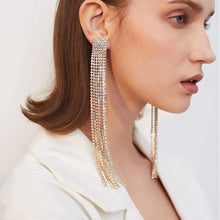 Load image into Gallery viewer, Bohemian Gold Long Rhinestones Tassel Dangle Earrings