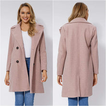 Load image into Gallery viewer, Faux Woolen Pink Fleece Long Women&#39;s Trench Coat
