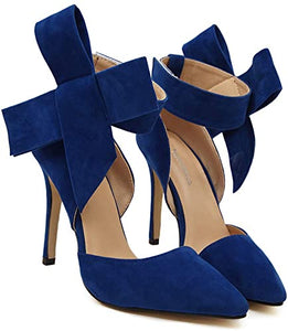 Sultry Blue Bow Tie Dress Heels