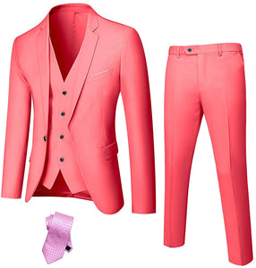 Men's Luxury Tuxedo Style Salmon One Button 3-Piece Formal Suit