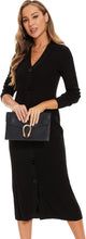 Load image into Gallery viewer, Stellar Black Button Down Tea Length Knit Sweater Dress